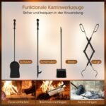 Kaminų priežiūros įrankių komplektas su stovu (Juoda)