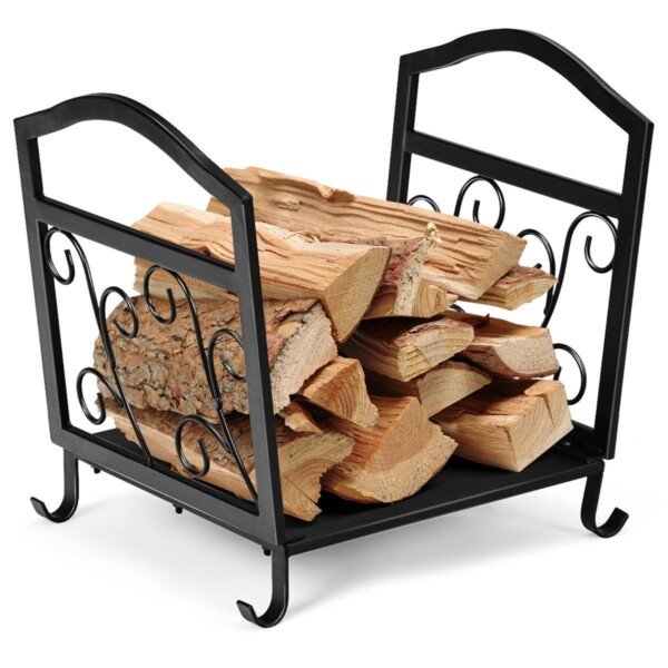 Metalinis malkų laikiklis su dekoratyviniais raštais (Juoda)