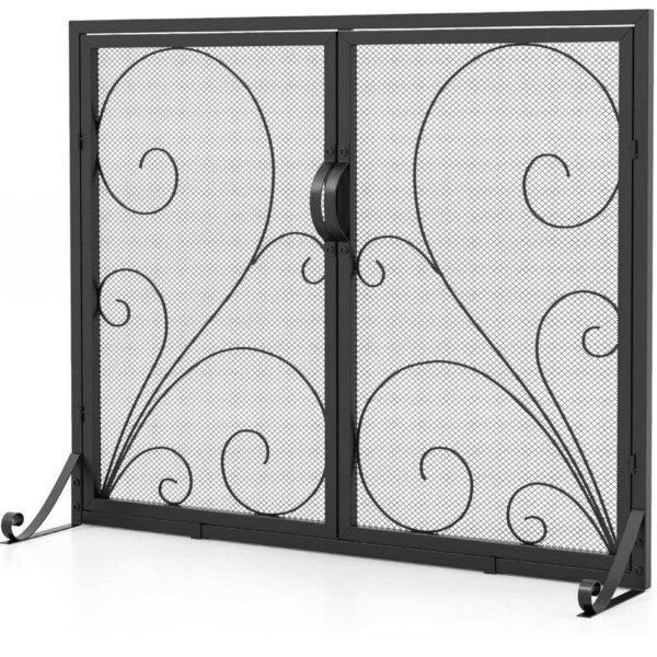 Apsauginė židinio tvorelė su dvigubomis durelėmis ir magnetiniu užraktu (Juoda)