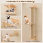 Daugiapakopis kačių laipiojimo medis su nameliu ir hamaku (Natūrali)