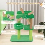Namelių tipo katės draskyklė su apžvalgos aikštele ir platformomis (Žalia)