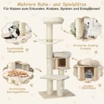 Daugiaaukštis medinis katės namelis su draskyklėmis (Natūrali)