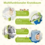 Daugiaaukštė kačių draskyklė su gėlių formos platforma (Mėlyna ir žalia)