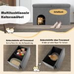 Daugiafunkcis kačių tualeto namelis su suoliuku (Pilka)