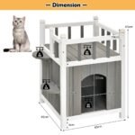 Dviaukštis lauko katės namelis (Pilka ir balta)