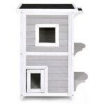 Dvipusė kačių vila su nuimamu padėklu (Pilka ir balta)