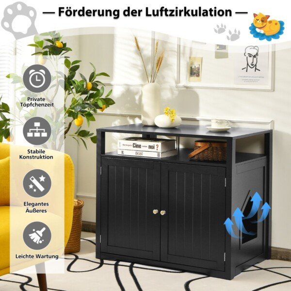 Namukas katei su lentyna ir išėjimu (Juoda)