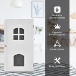Dviaukštis kačių namelis su magnetinėmis durimis (Balta)