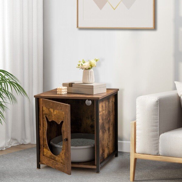 Baldas su stalviršiu kačių tualetui ir privačia erdve (Rąstų rudumo)