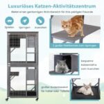 Lauko namelis katėms su dviem platformomis ir atspariu stogu (Pilka)