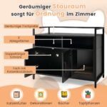 Spintelė su dvigubomis durimis kačių tualeto dėžei ir draskykle (Juoda)