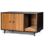 Daugiafunkcis Atlenkiamas Stalas ir Katės Tualeto Spintelė (Ruda)