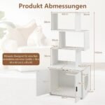 Spintelė su lentynomis kačių tualetui (Balta)