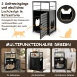 Daugiafunkcinis Kačių Tualeto Spintelė su Lentynomis ir Kabliukais (Juoda)