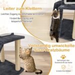 Katės namelis su nameliu kopėčiomis ir sizaliniais stulpais (Pilka)