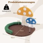 Žaidimų aikštelė katėms grybuko formos su draskykle ir galvos atrama (Įvairiaspalvė)