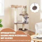 Medinė kačių draskyklė su platformomis ir nameliu (Ruda)