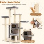 Daugiaaukštis katės namelis su draskyklėmis ir guoliu (Pilka)