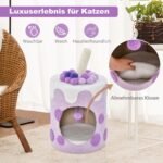 Katės namelis draskyklė su kamuoliuku ir guoliu (Violetinė)