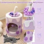 Katės namelis draskyklė su kamuoliuku ir guoliu (Violetinė)
