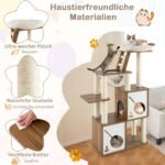 Daugiapakopis katės namelis su kopėčiomis ir hamaku (Natūrali)