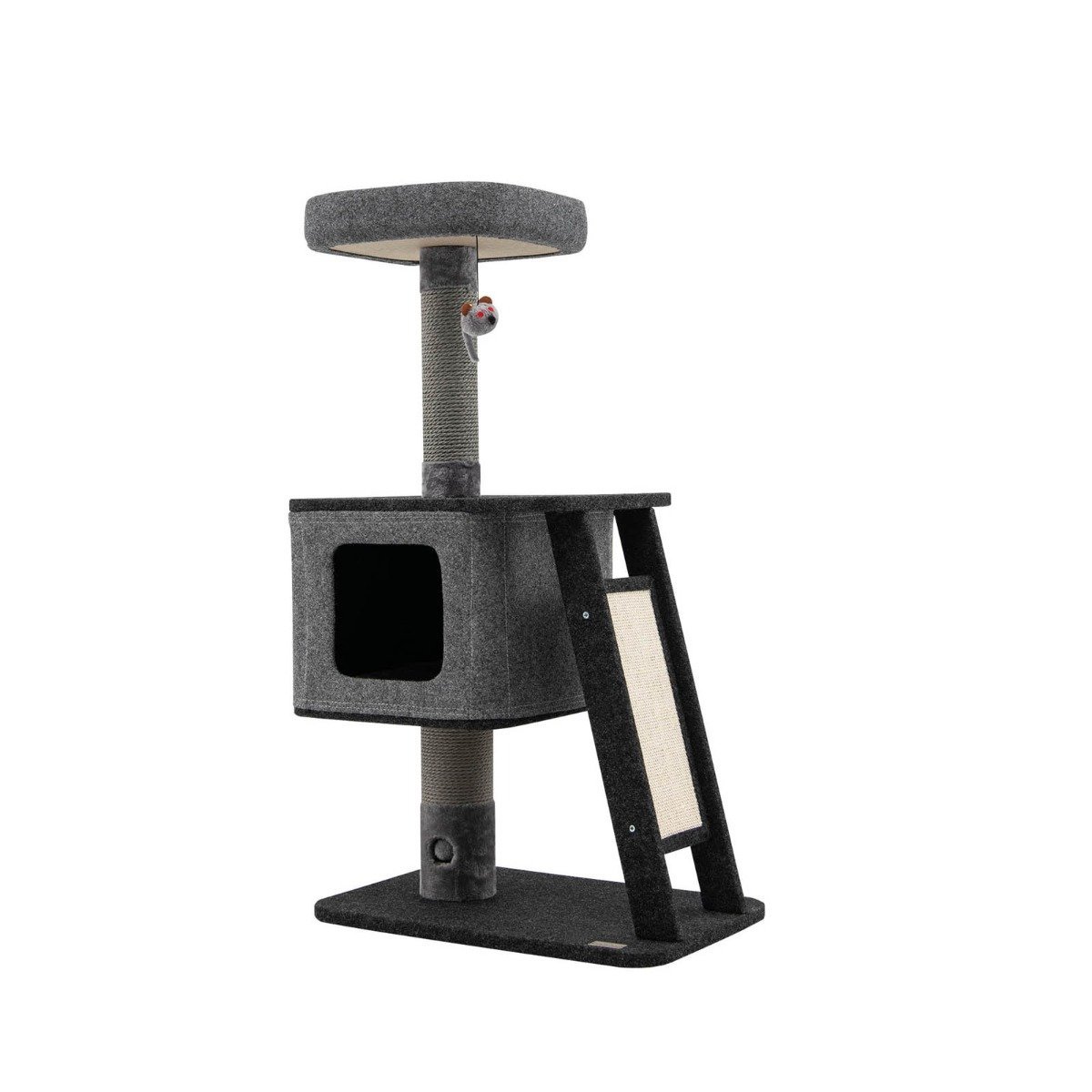 katzenm_bel-pv10029gr_9_ Trijų aukštų kačių namelis su draskykle ir žaislais (Pilka)
