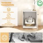 Baldas katės tualetui su stalčiumi ir plačiu įėjimu (Balta)