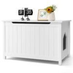 Baldas katės tualetui su pertvaromis ir medinėmis kojomis (Balta)