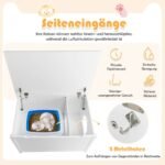 Baldas katės tualetui su pertvaromis ir medinėmis kojomis (Balta)