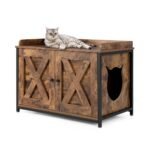 Dvipusė kačių tualeto spintelė su reguliuojamomis kojelėmis (Ruda)