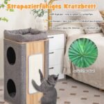 Daugiapakopis katės namelis su draskykle ir poilsio zona (Pilka)