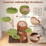 Daugiaaukštis kačių medis su nameliu ir draskyklėmis (Žalia)