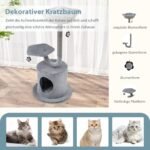 Daugiatikslis kačių namelis su trimis lygiais ir metaliniu rėmu (Pilka)