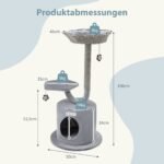 Daugiatikslis kačių namelis su trimis lygiais ir metaliniu rėmu (Pilka)