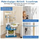 Daugiapakopė katės draskyklė su platformomis ir guoliu jūros motyvų dizainas (Mėlyna)