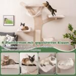 Sieninis kačių medis su 4 platformomis ir hamaku (Natūrali)