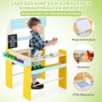 Vaikiškas medinis prekybos žaislų kioskėlis su atlenkiama lenta (Natūrali)