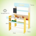 Vaikiškas medinis prekybos žaislų kioskėlis su atlenkiama lenta (Natūrali)