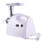 Elektrinė mėsmalė su dešrų kimšimo funkcija ir 3 pjaustymo diskais (Balta)