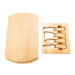 Medinė sūrio lenta su 4 dalių peilių rinkiniu (Natūrali)