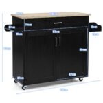 Virtuvės salelė su stalčiais ir reguliuojama lentyna (Juoda)