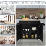 Virtuvės salelė su stalčiais ir reguliuojama lentyna (Juoda)