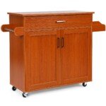 Virtuvės vežimėlis su rankšluosčių laikikliu ir prieskonių lentynėle 116 x 40 x 85 cm (Ruda)