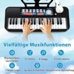 Elektroninis vaikiškas klavišinis instrumentas su mikrofonu ir stovu (Juoda)