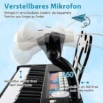 Elektroninis vaikiškas klavišinis instrumentas su mikrofonu ir stovu (Juoda)