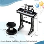 Elektroninis vaikiškas klavišinis instrumentas su mikrofonu ir stovu (Juoda)