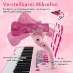 Elektroniniai 37 klavišų klavišiniai vaikams su mikrofonu ir natų stovu (Rožinė)