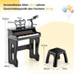 Elektroninis 37 klavišų vaikiškas pianinas su kėdute (Juoda)