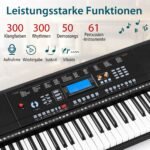 Elektroniniai 61 klavišo klavišiniai su stovu ir mikrofonu (Juoda)