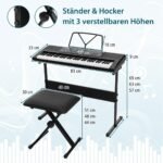 Elektroniniai 61 klavišo klavišiniai su stovu ir mikrofonu (Juoda)
